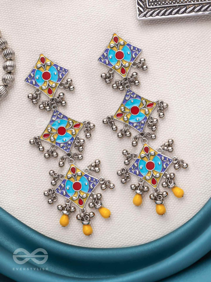 Sunny Daydreams - Statement Enamelled Oxidised Jodhpuri Jhumkas