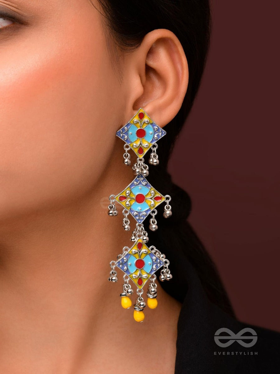 Sunny Daydreams - Statement Enamelled Oxidised Jodhpuri Jhumkas