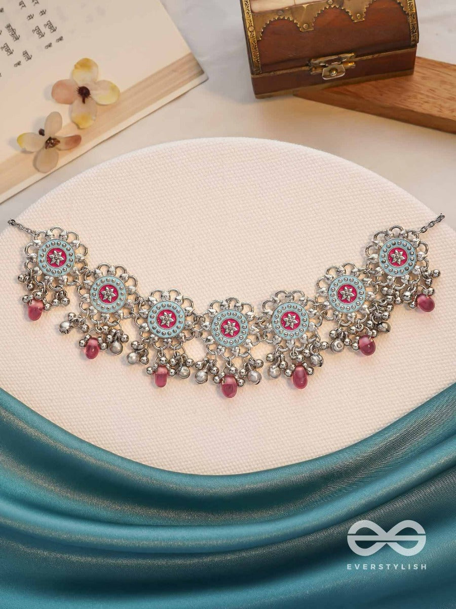 The Rosy Skies - Enamelled Oxidised Neckpiece