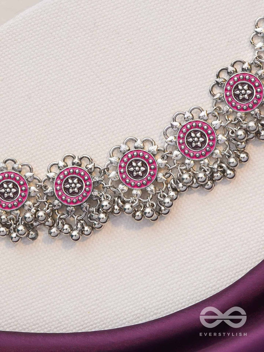 Rustic Blossoms - Enamelled Oxidised Neckpiece