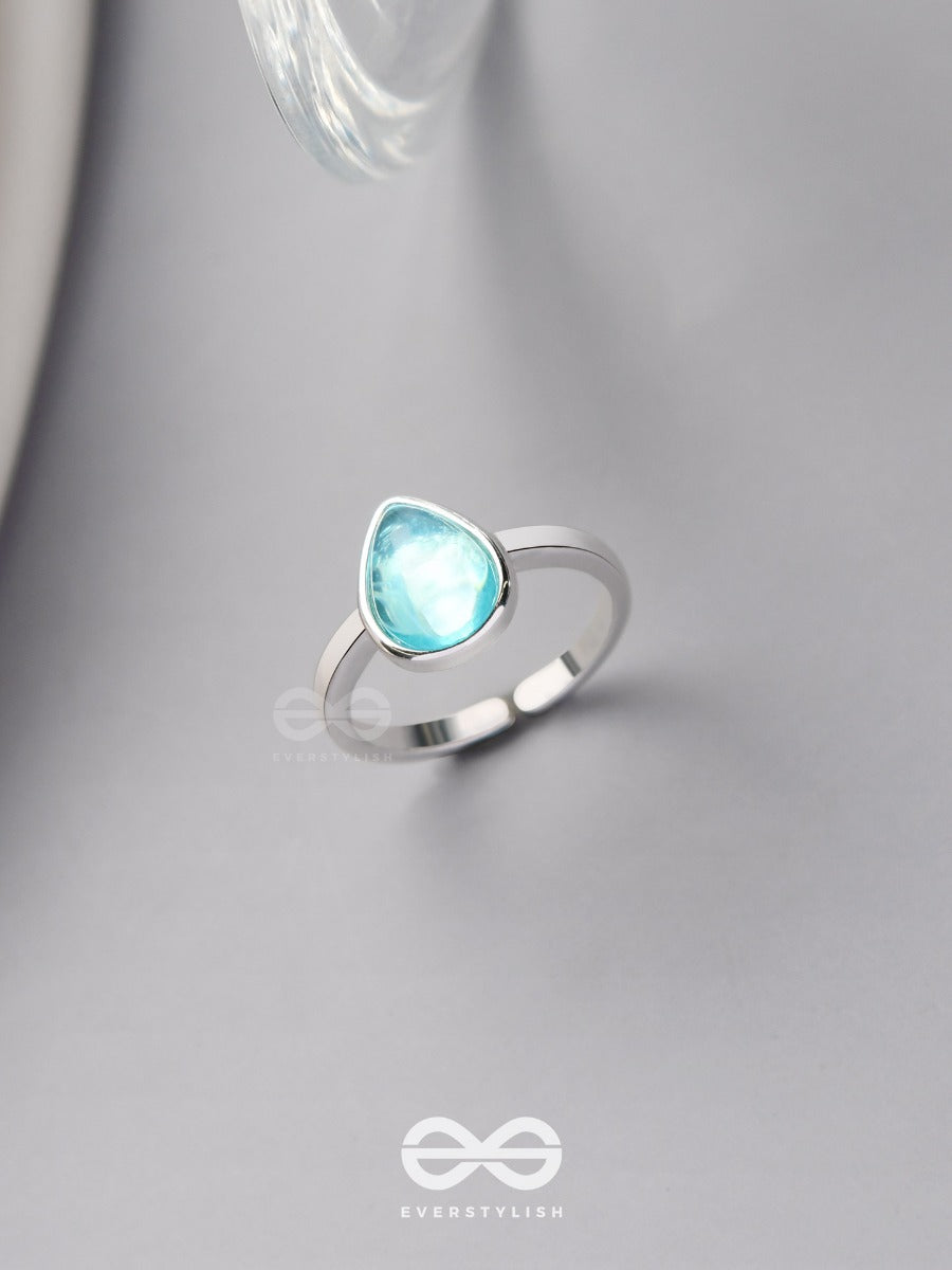 Sky Shower Droplet - Blue Enamelled Ring