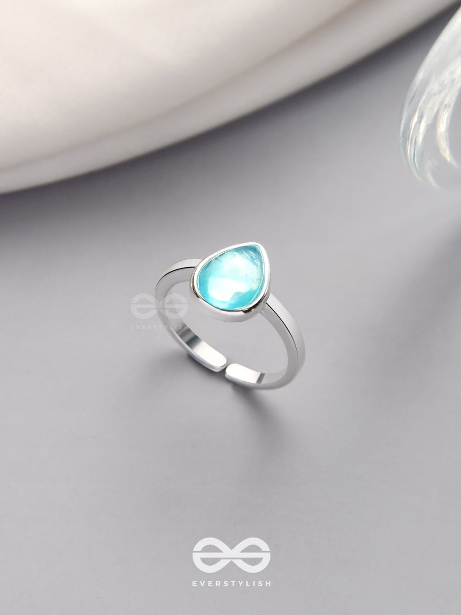 Sky Shower Droplet - Blue Enamelled Ring