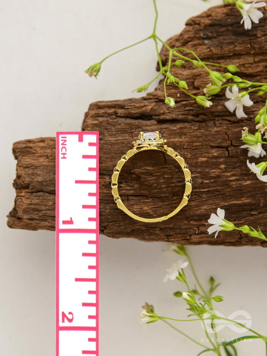The Radiant Rhinestone - Golden Cubic Zirconia Ring