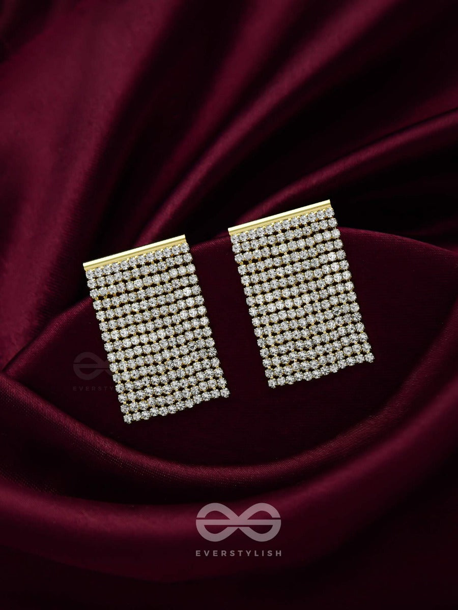 Starry Falls - Golden Embellished Earrings