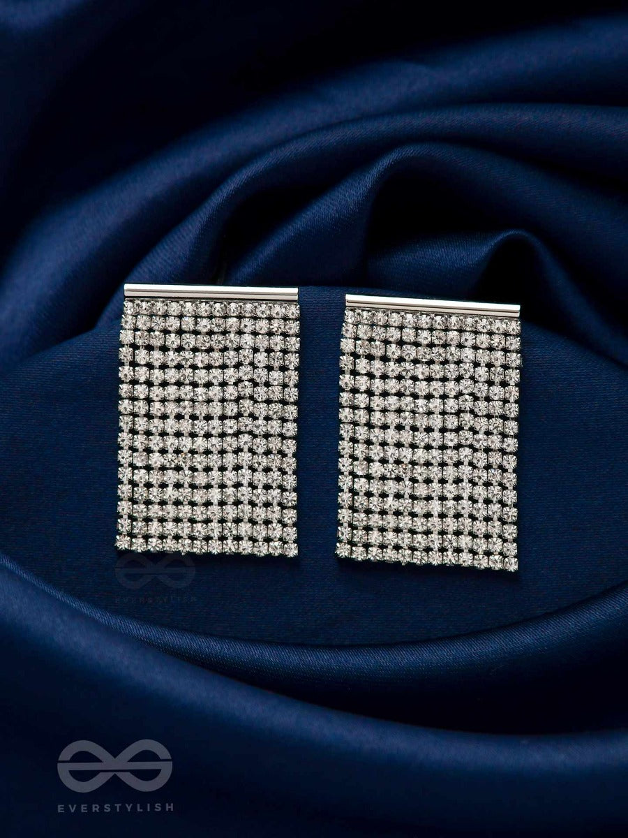 Starry Falls - Silver Embellished Earrings