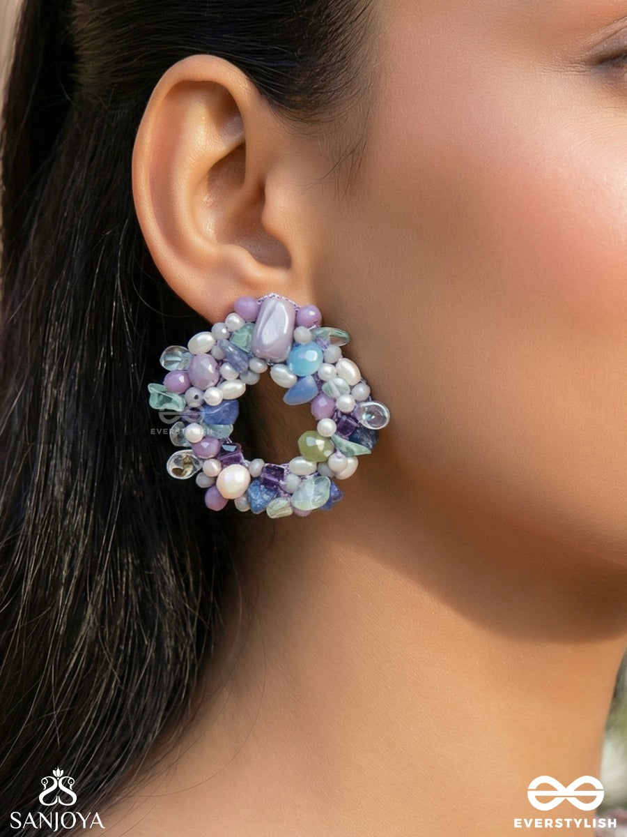 Vilohita - The Lilac Luxury- Beads Hand Embroidered Earrings