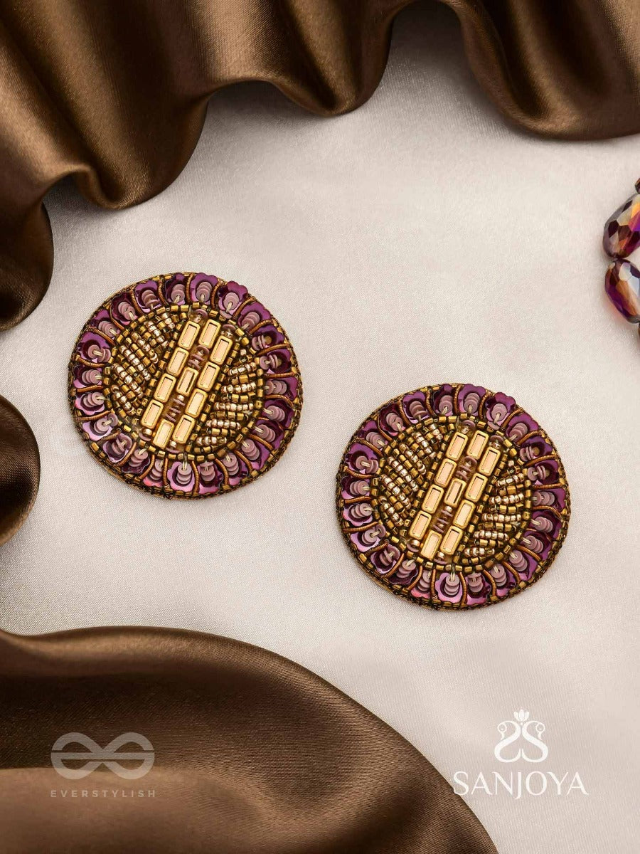 Anantya- The Infinity Loop- Sequins And Beads Hand Embroidered Earrings