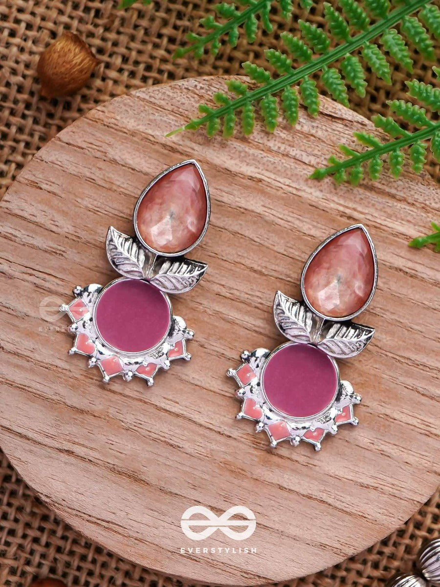 The Leafy Glow- Stone Enamelled Oxidised Ear Jackets