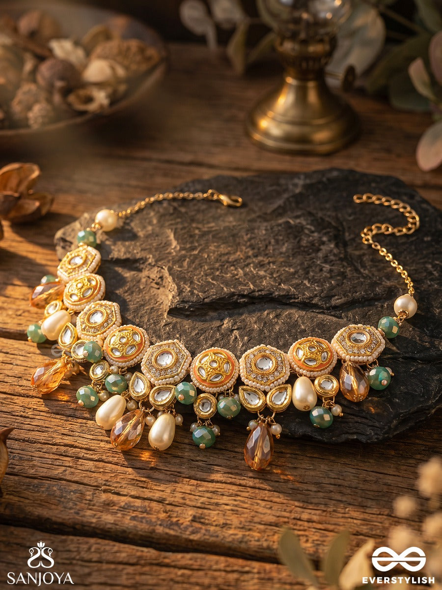Vesht - The Dreamy Skies - Beads, Polki And Kundan Finished Hand Embroidered Neckpiece