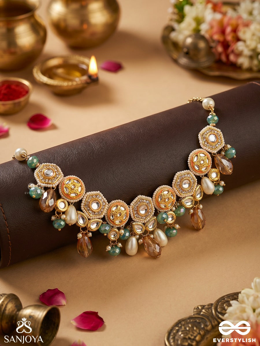 Vesht - The Dreamy Skies - Beads, Polki And Kundan Finished Hand Embroidered Neckpiece
