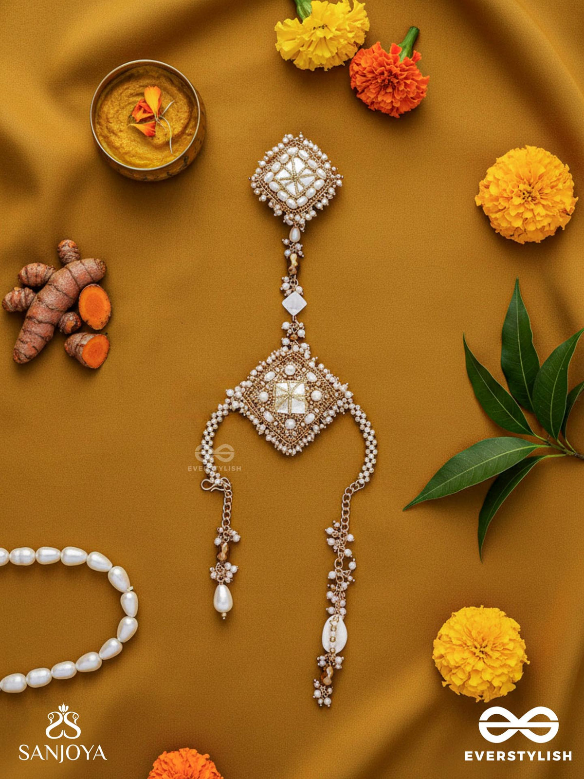 Abhyupayan - Gift From The Heavens - Beads, Pearls Glass Drops Hand Embroidered Haathphool