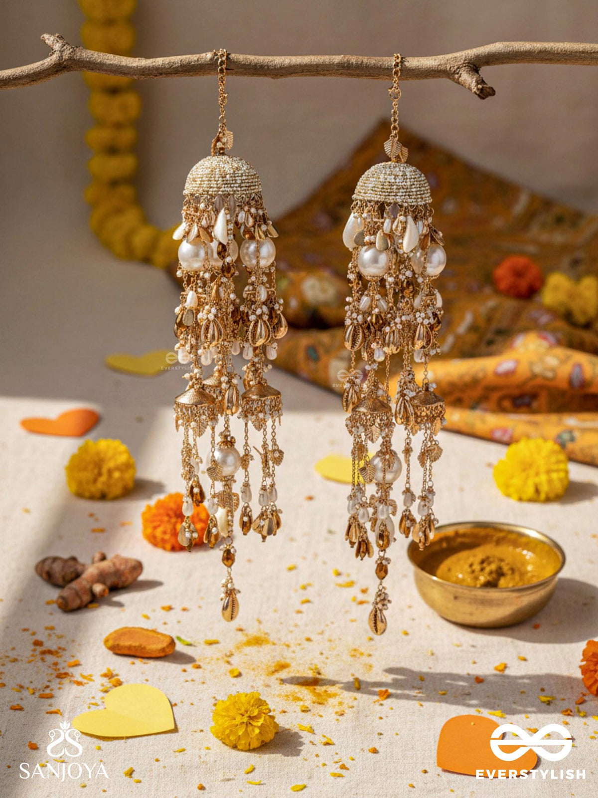 Kvanit - The Auspicious Chimes - Beads, Shells, Pearls And Glass Drops Hand Embroidered Kaleere Without Bangles