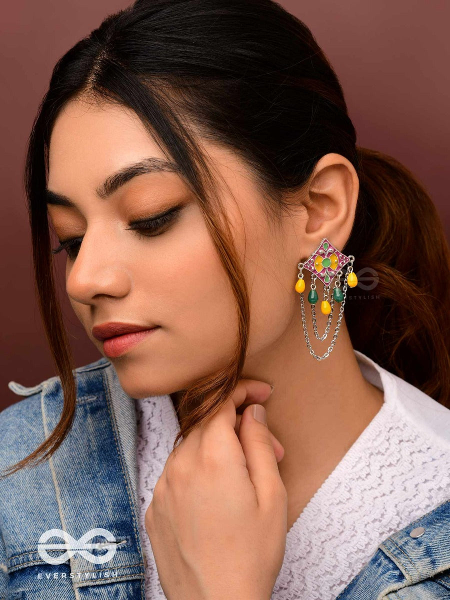 The Countryside Charms - Enamelled Oxidised Jodhpuri Jhumkas