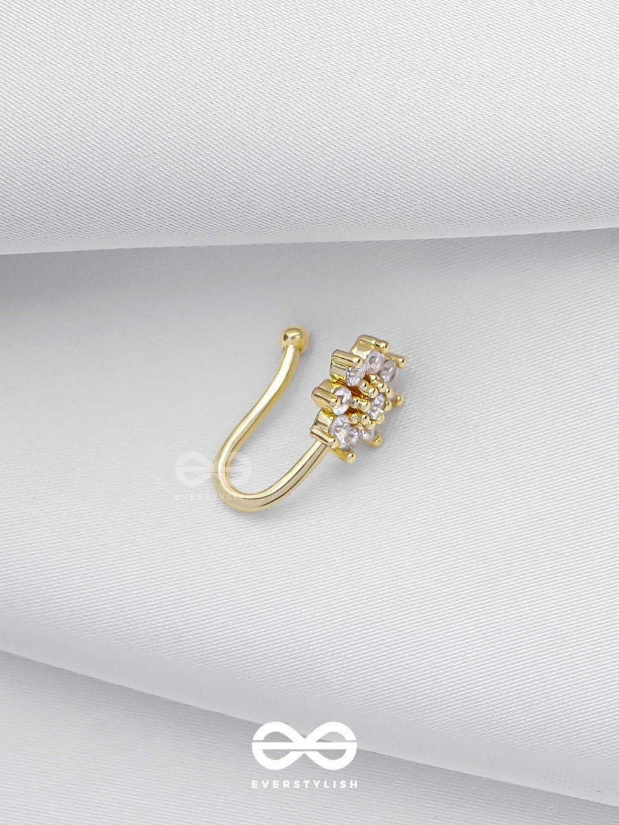 The Gorgeous Bloom - Golden Cubic Zirconia Nosering (Non-Piercing)