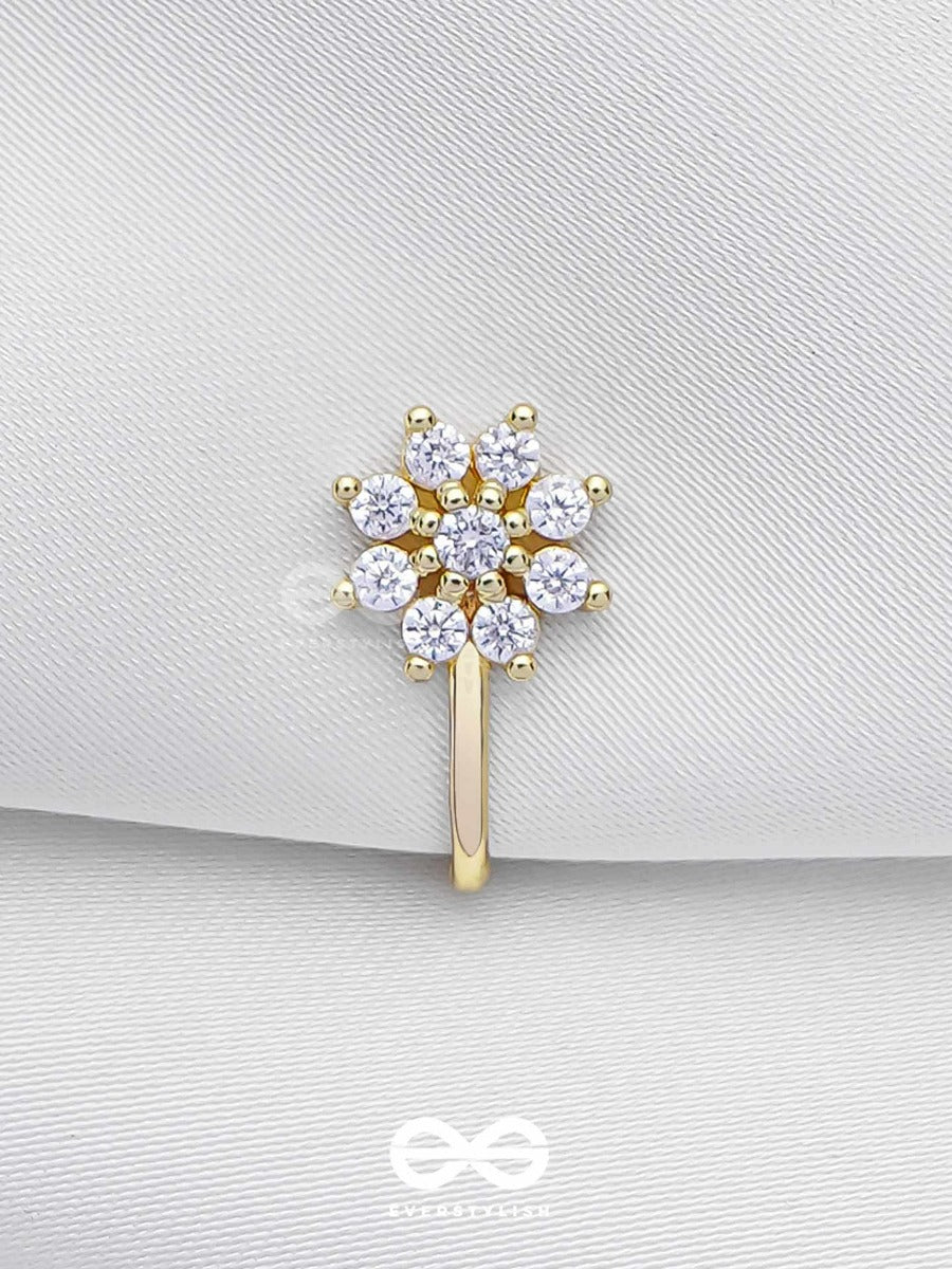 The Gorgeous Bloom - Golden Cubic Zirconia Nosering (Non-Piercing)