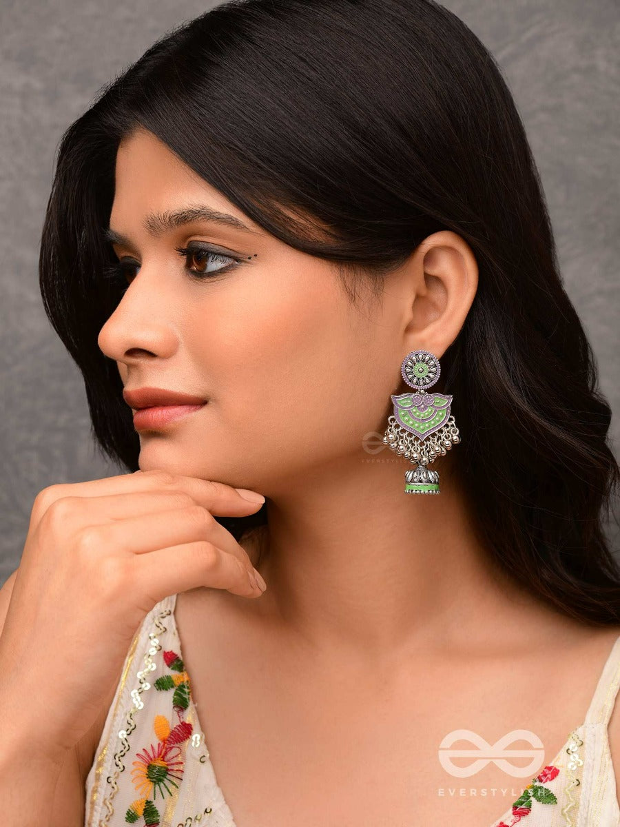 The Forest Lake- Enamelled Oxidised Earrings