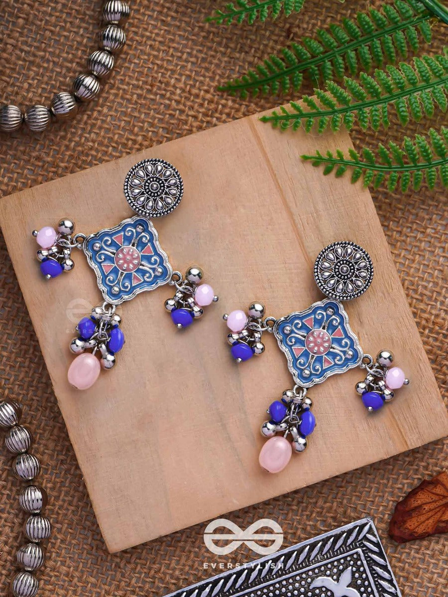 The Sky Blooms - Enamelled Oxidised Jodhpuri Jhumkas