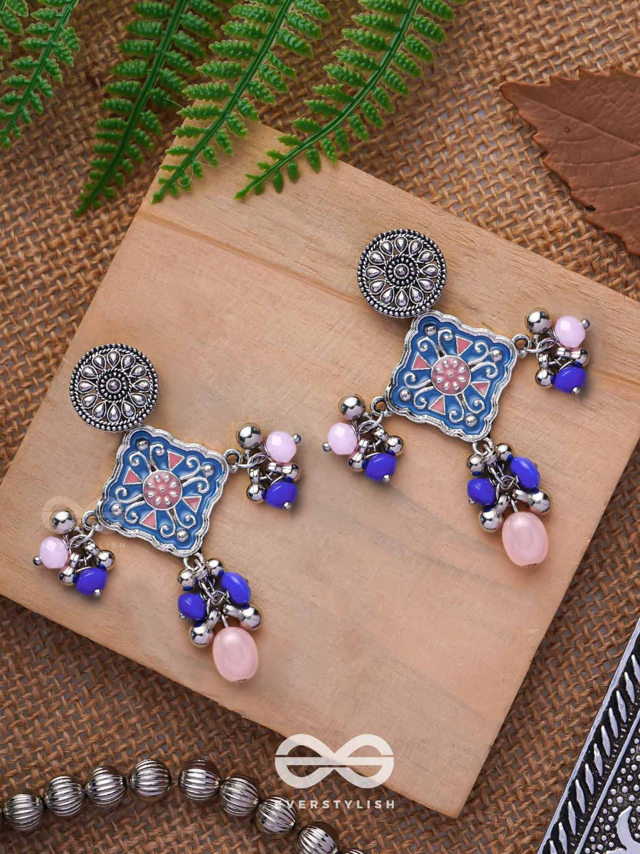 The Sky Blooms - Enamelled Oxidised Jodhpuri Jhumkas
