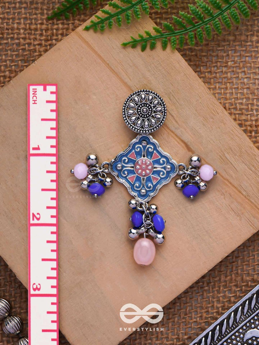 The Sky Blooms - Enamelled Oxidised Jodhpuri Jhumkas