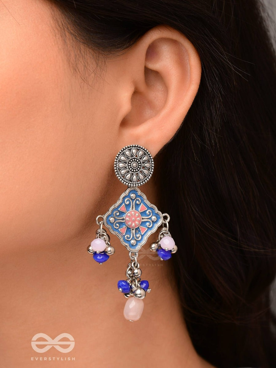 The Sky Blooms - Enamelled Oxidised Jodhpuri Jhumkas