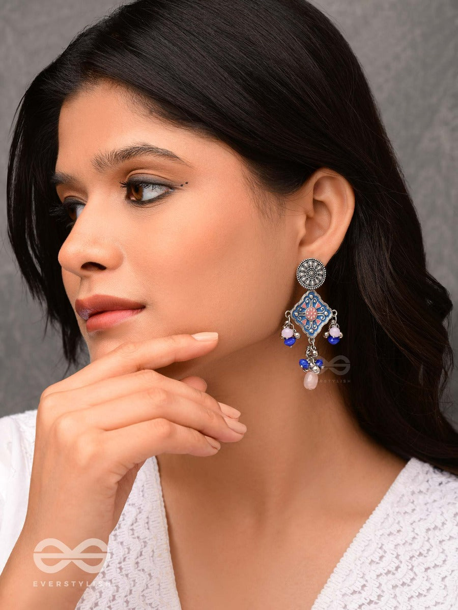 The Sky Blooms - Enamelled Oxidised Jodhpuri Jhumkas