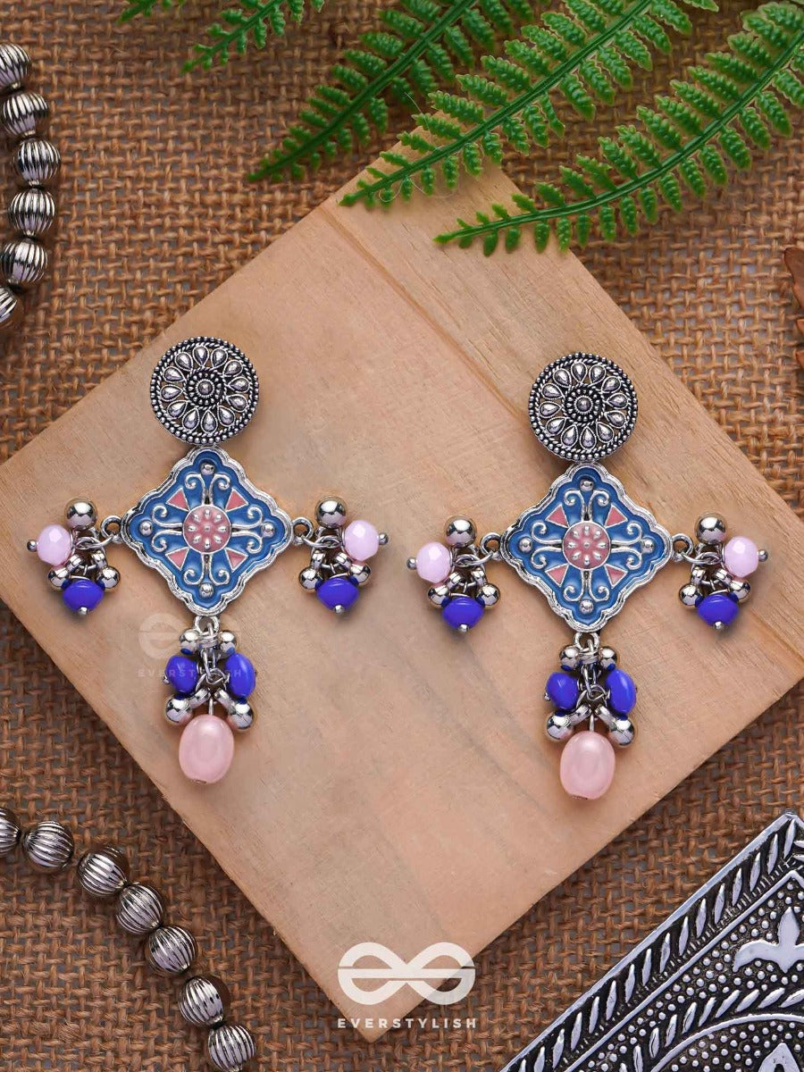 The Sky Blooms - Enamelled Oxidised Jodhpuri Jhumkas