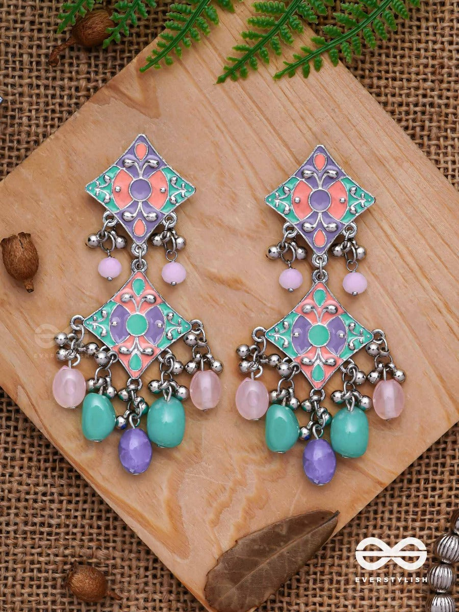The Pastel Delights - Enamelled Oxidised Jodhpuri Jhumkas