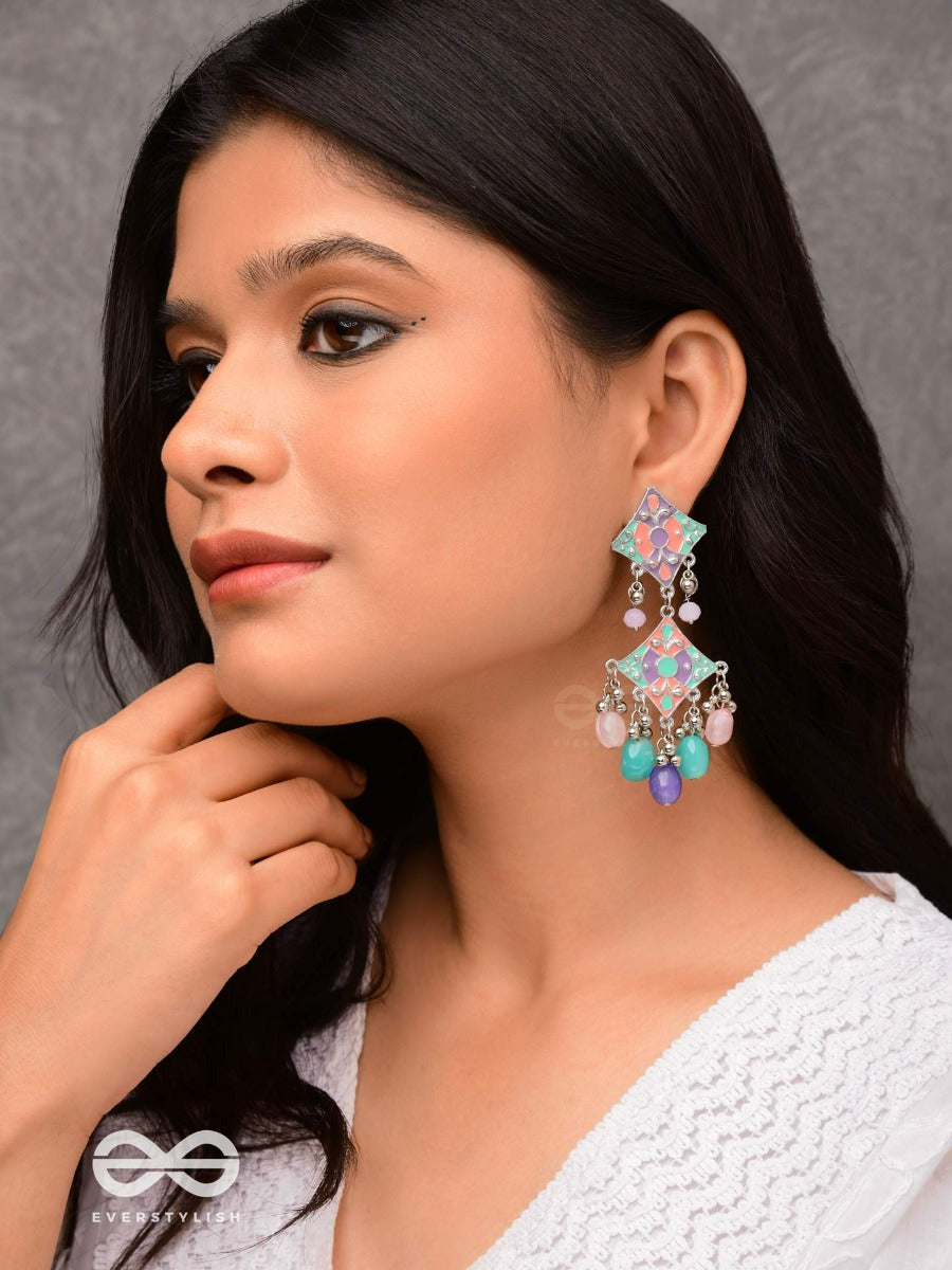 The Pastel Delights - Enamelled Oxidised Jodhpuri Jhumkas