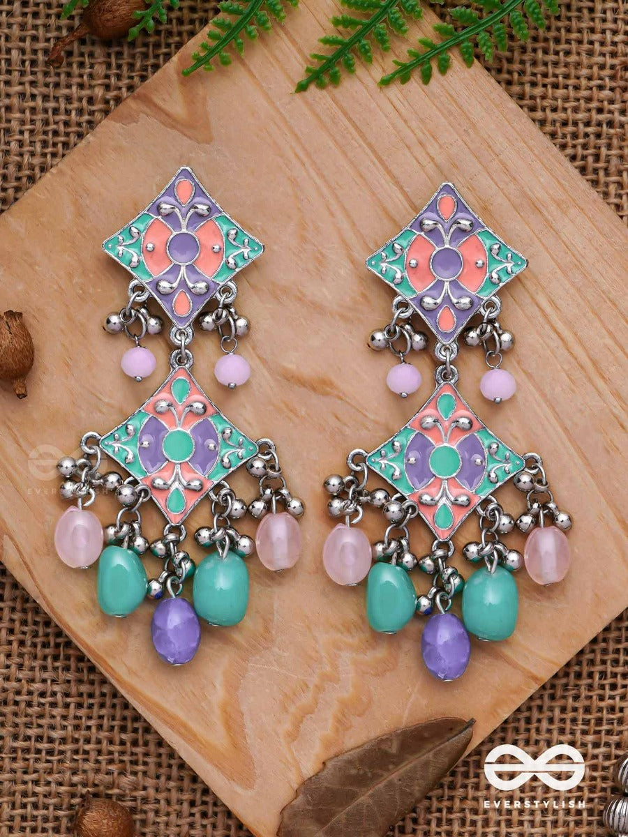 The Pastel Delights - Enamelled Oxidised Jodhpuri Jhumkas