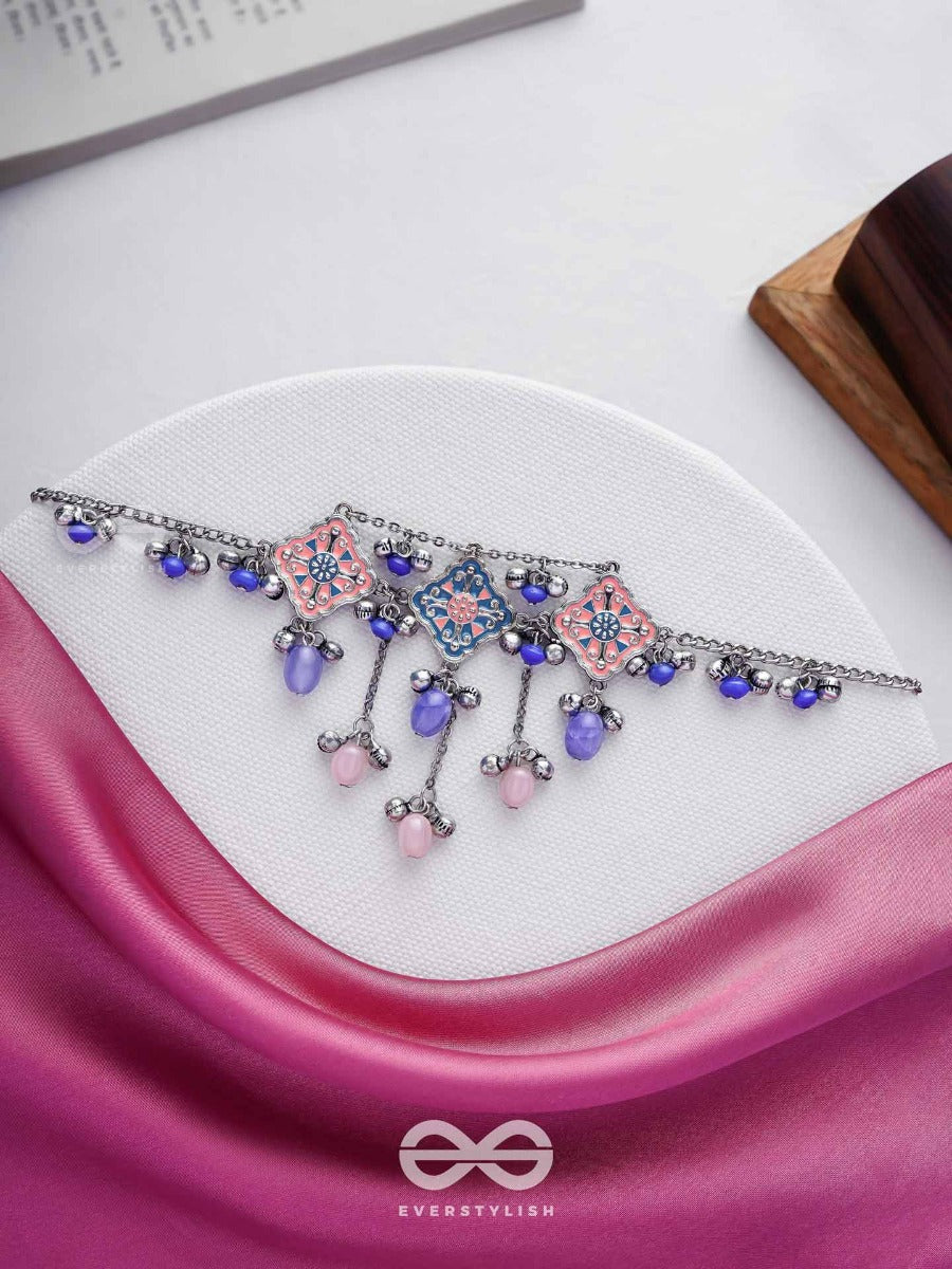 The Indigo Blush - Enamelled Oxidised Neckpiece