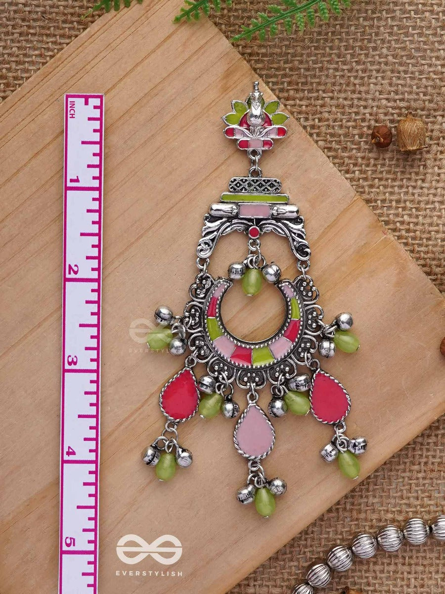 The Brilliant Paradise - Enamelled Oxidised Jodhpuri Jhumkas