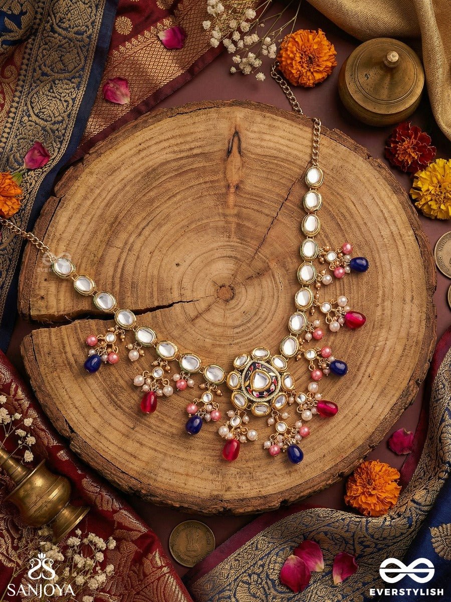 Vyomshila - Sky Essence - Elegant Necklace With Embellished Centre And Multi-Stone Accents