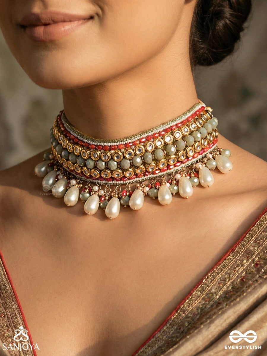 Surveshana - Divine Ornamentation - Festive Necklace With Structured Form And Flowing Details