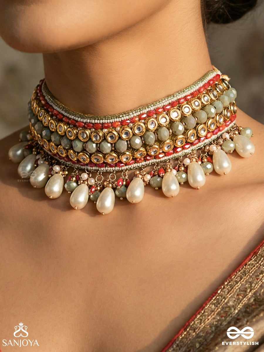 Surveshana - Divine Ornamentation - Festive Necklace With Structured Form And Flowing Details