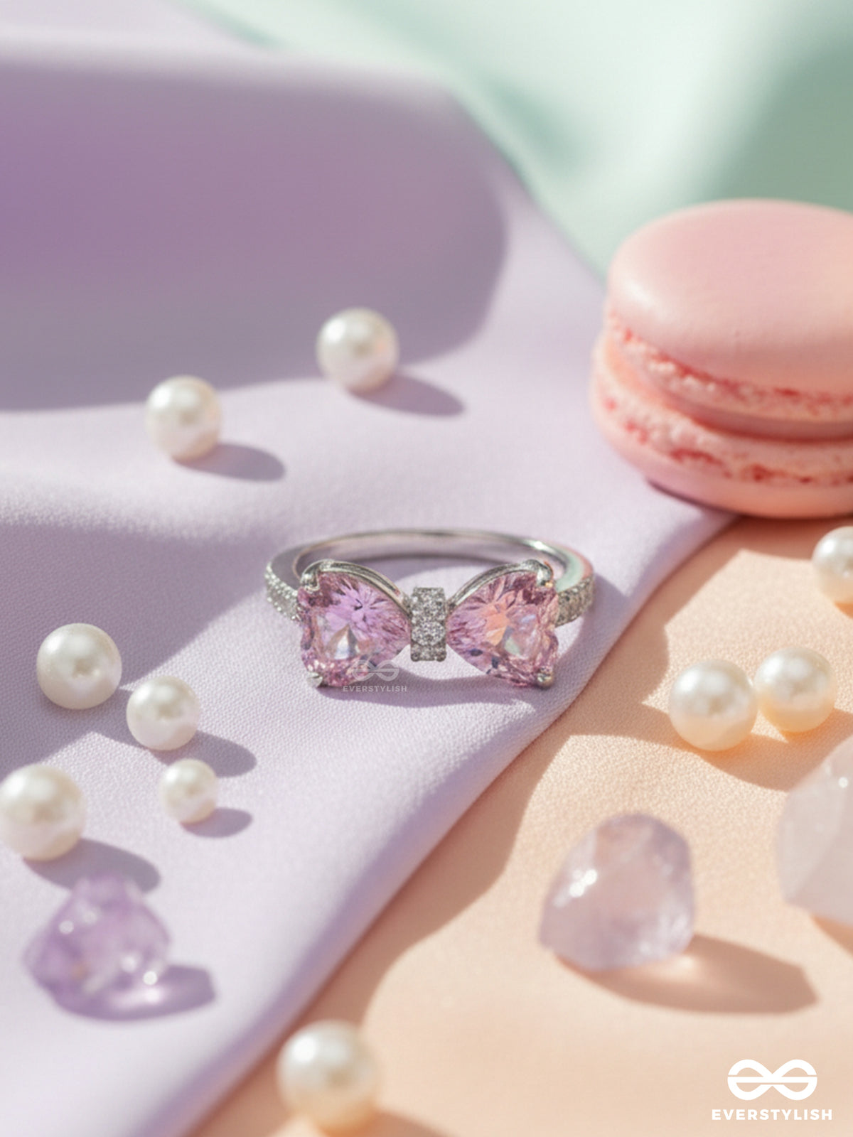 The Cindrella's Bow - Silver Embellished Ring (Adjustable)