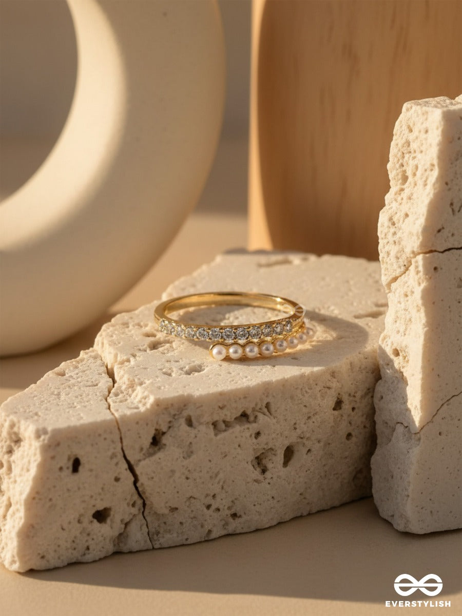 The Spark Of Love - Golden Cubic Zirconia Ring (Adjustable)