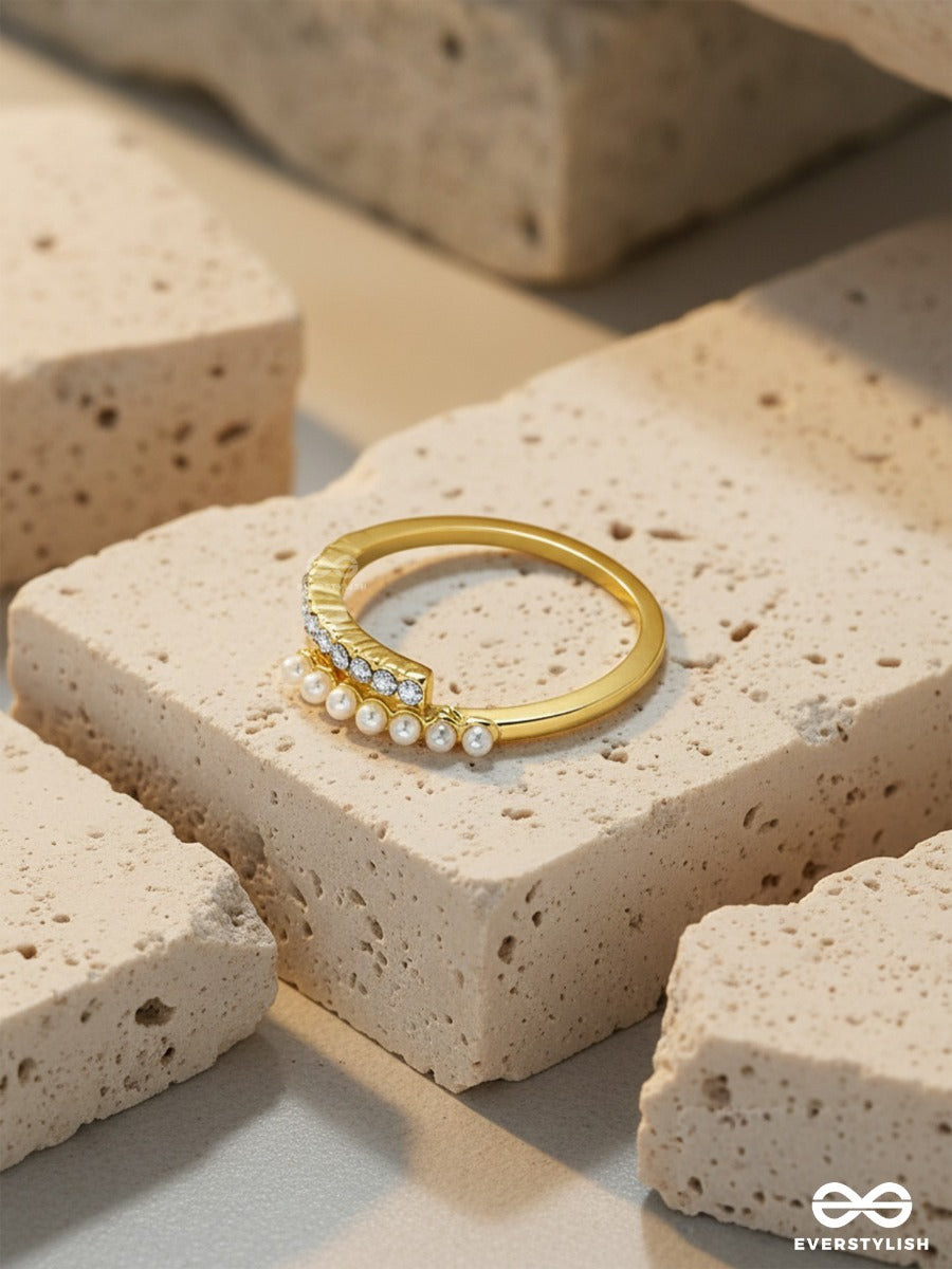 The Spark Of Love - Golden Cubic Zirconia Ring (Adjustable)