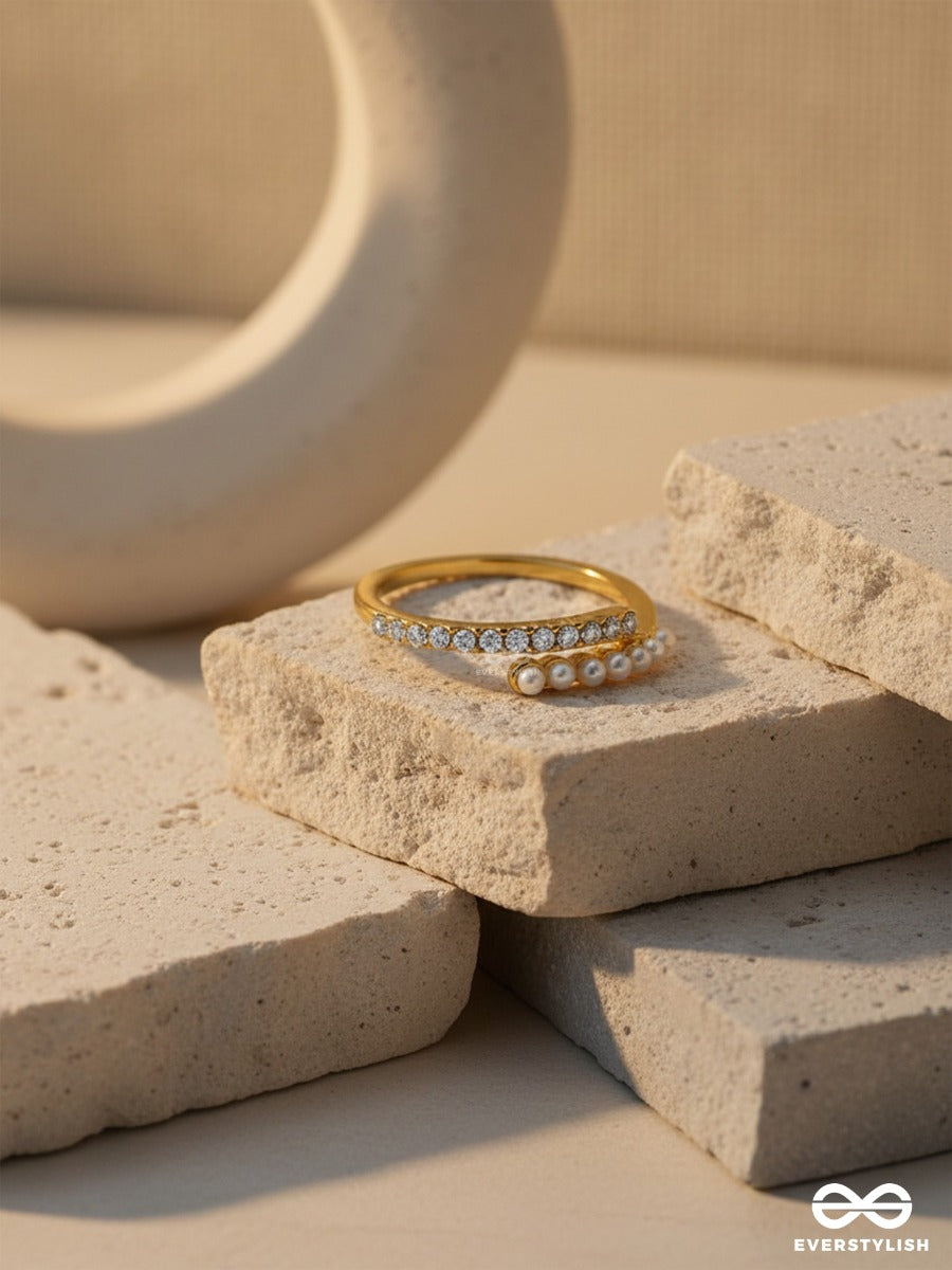 The Spark Of Love - Golden Cubic Zirconia Ring (Adjustable)