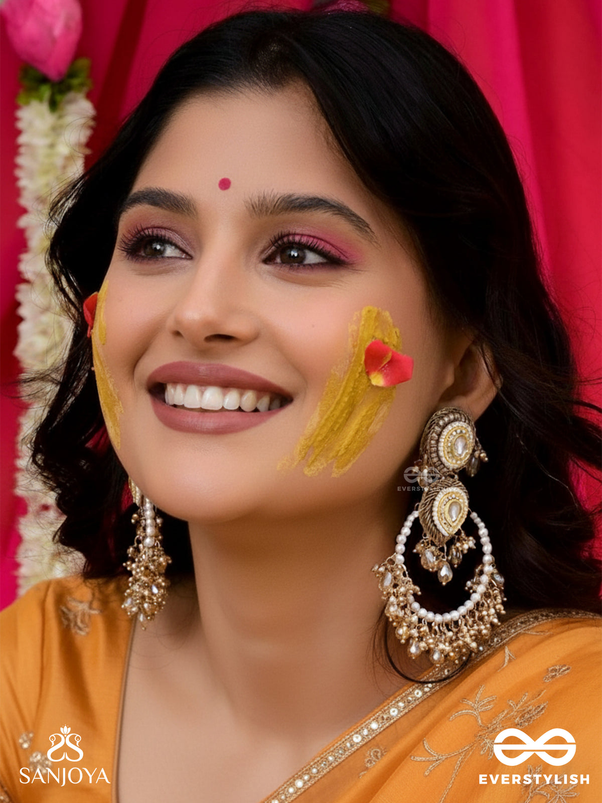 Suvarnkantika - Golden Radiance - Gold Toned, Kundan Embellished Earrings With Pearl And Bead Danglers