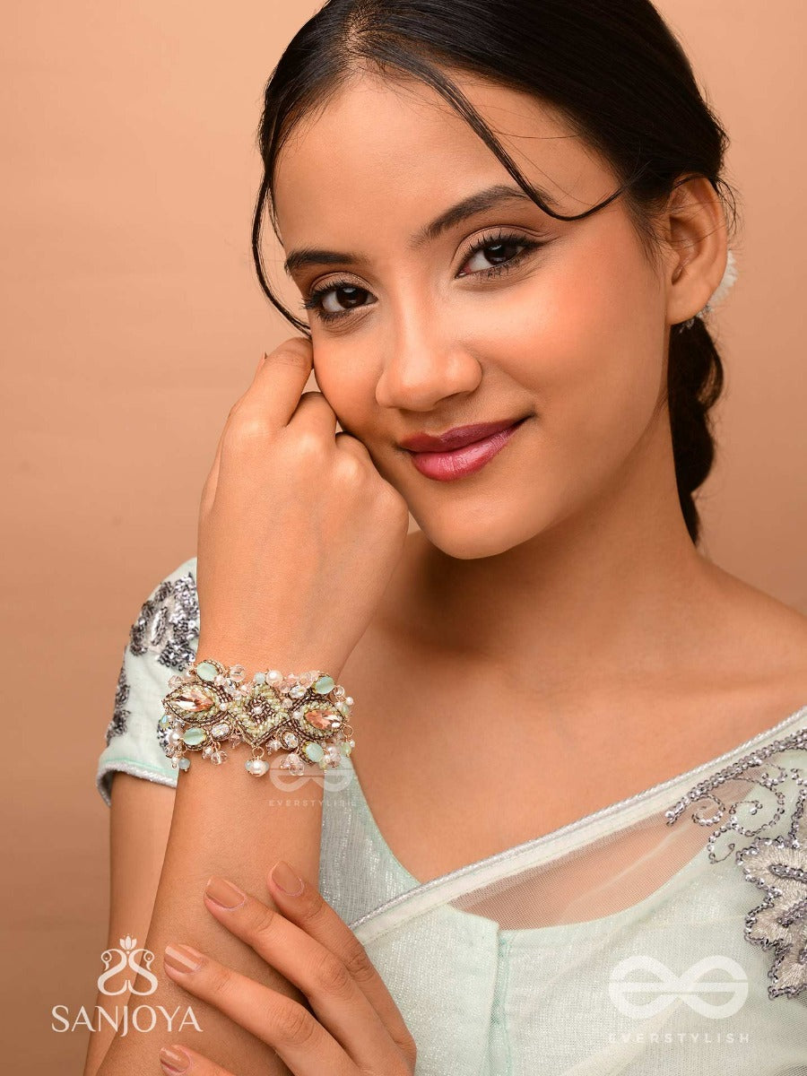 Manisutram-String Of Gems-Regal Bracelet Featuring Pastel Stones & Beads.