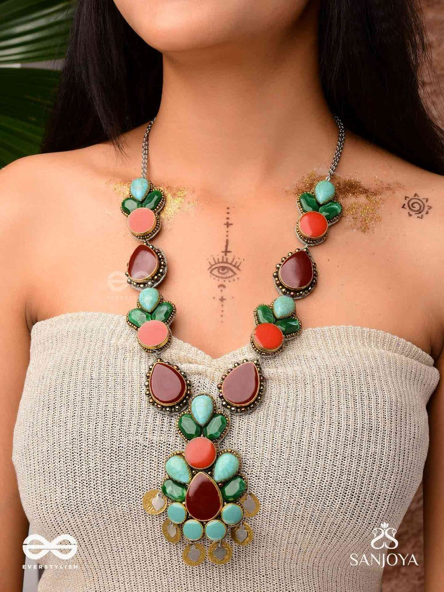 Tarunamala-Youthful Garland-Statement Chunky Multicolored Gemstones Necklace