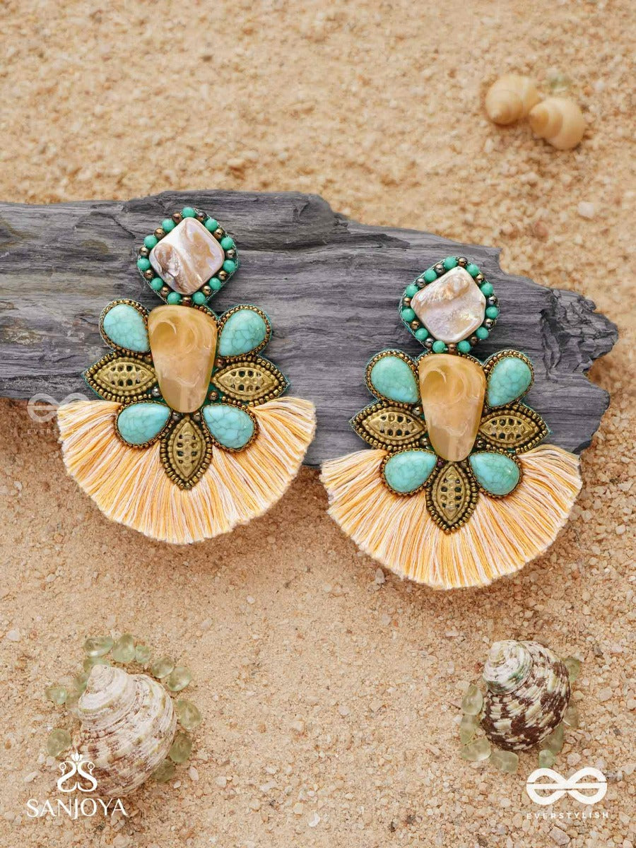 Kancisikha-Tassel Glow Earrings-Blend Of Gemstones,Beads And Bohemian Macrame Fringes For A Free-Spirited Look.