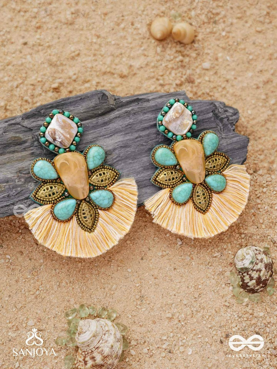 Kancisikha-Tassel Glow Earrings-Blend Of Gemstones,Beads And Bohemian Macrame Fringes For A Free-Spirited Look.