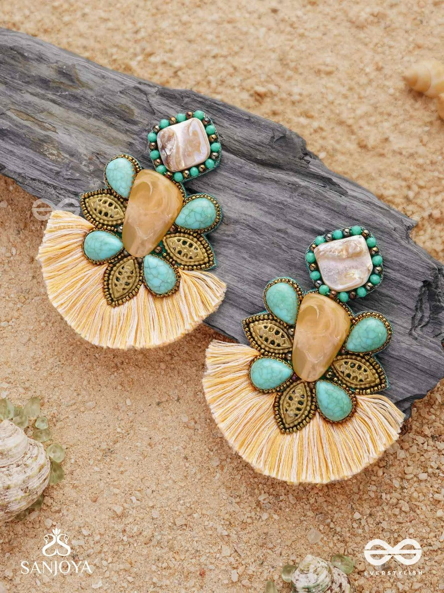 Kancisikha-Tassel Glow Earrings-Blend Of Gemstones,Beads And Bohemian Macrame Fringes For A Free-Spirited Look.