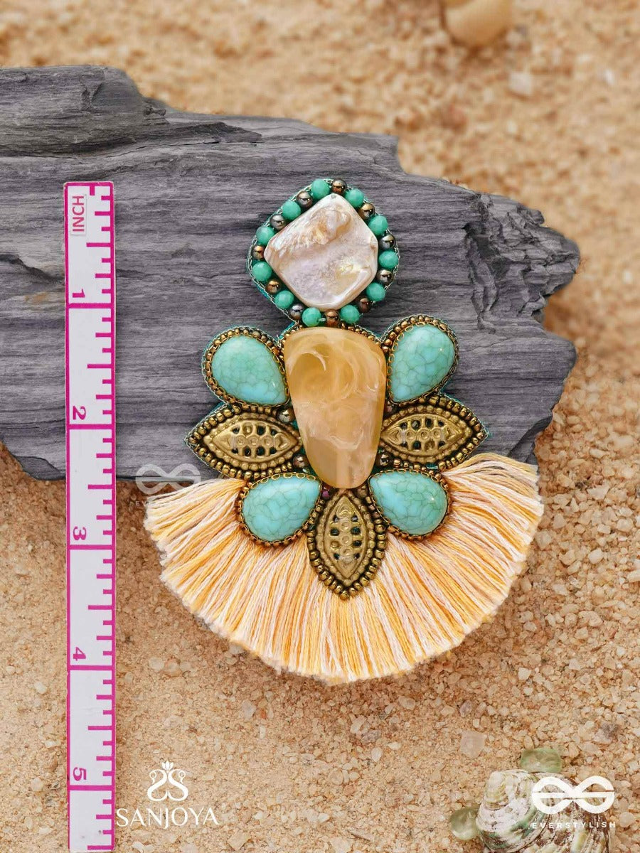 Kancisikha-Tassel Glow Earrings-Blend Of Gemstones,Beads And Bohemian Macrame Fringes For A Free-Spirited Look.