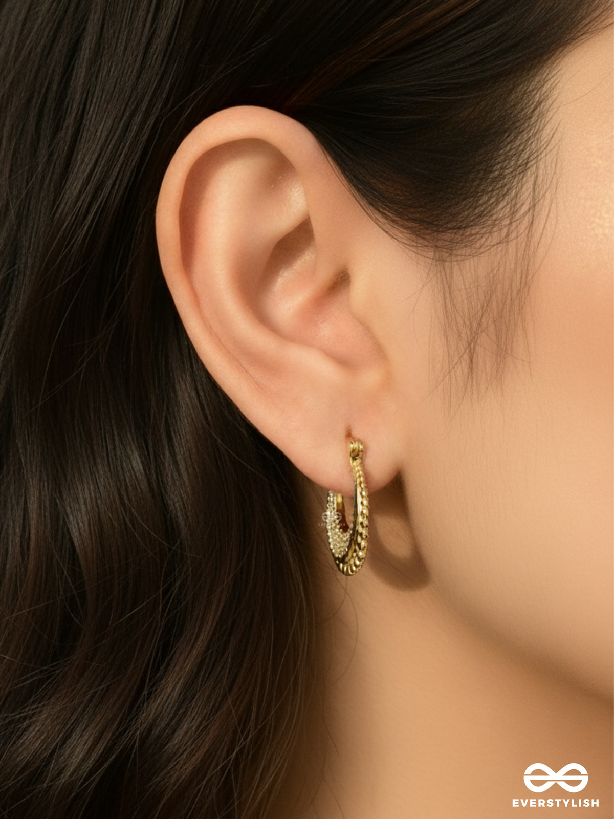 Opulent Curve - 18K Gold Plated Anti-Tarnish Earrings Inlaid With Cubic Zirconia Stones
