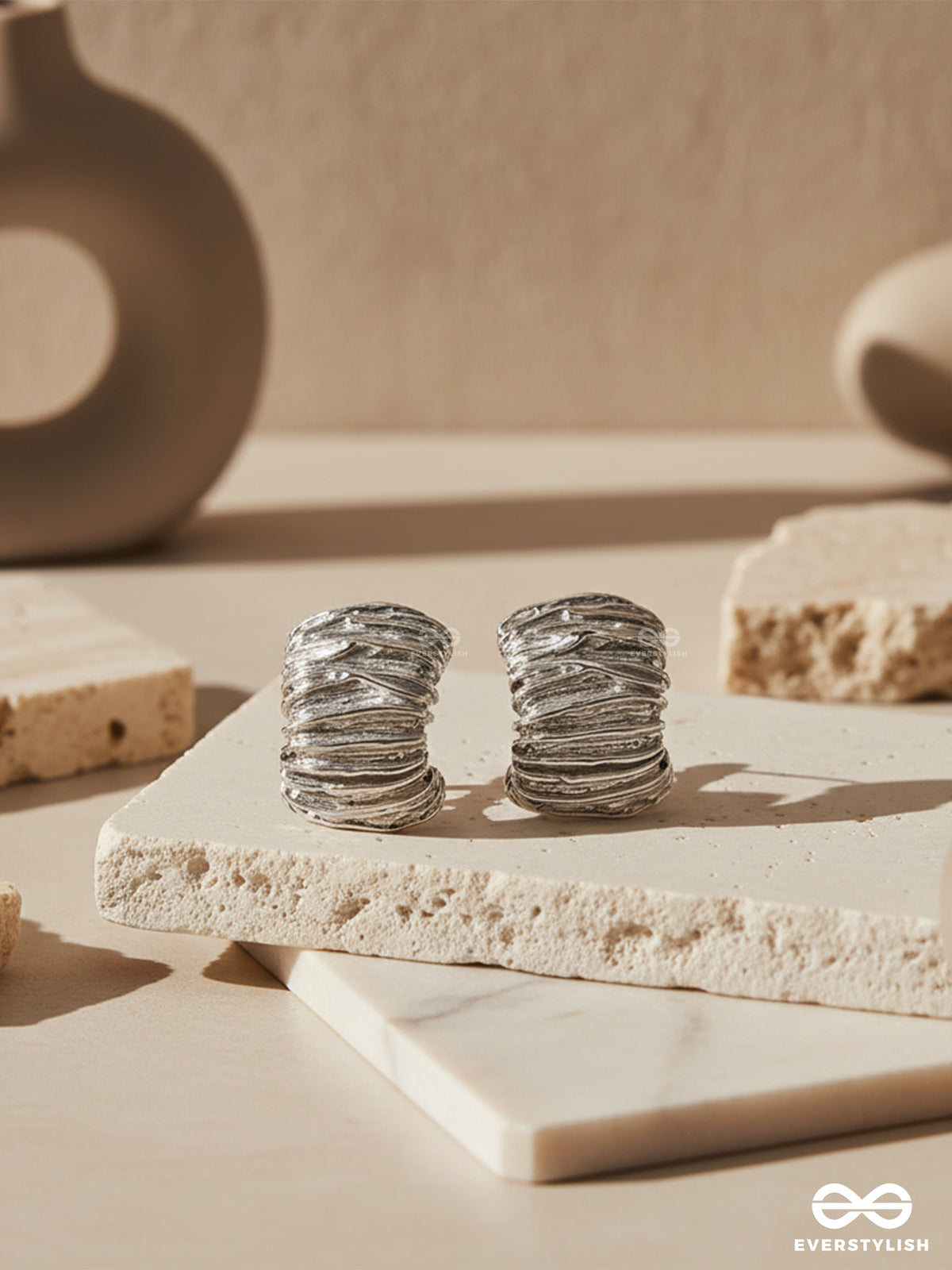 Ornate Glow - Anti-Tarnish Textured Earrings