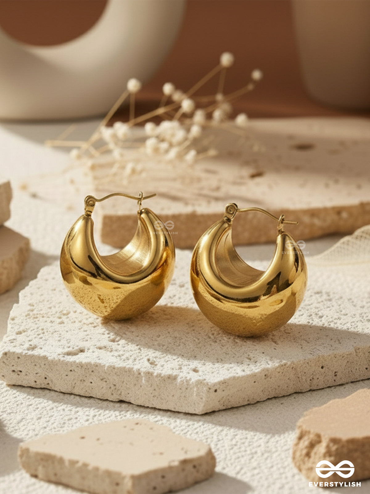 Power Gloss- 18K Gold Plated Anti-Tarnish Luxury Hoop Earrings