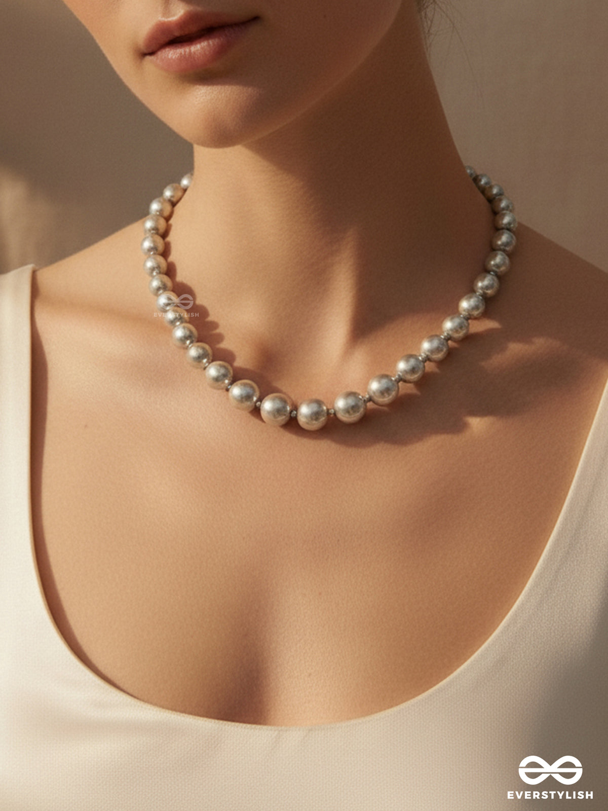 Polished Zenith - Refined Luxury Metallic Bead Neckpiece