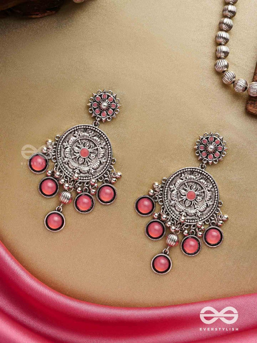 Gem Flower -Pastel Pink Oxidized Earrings